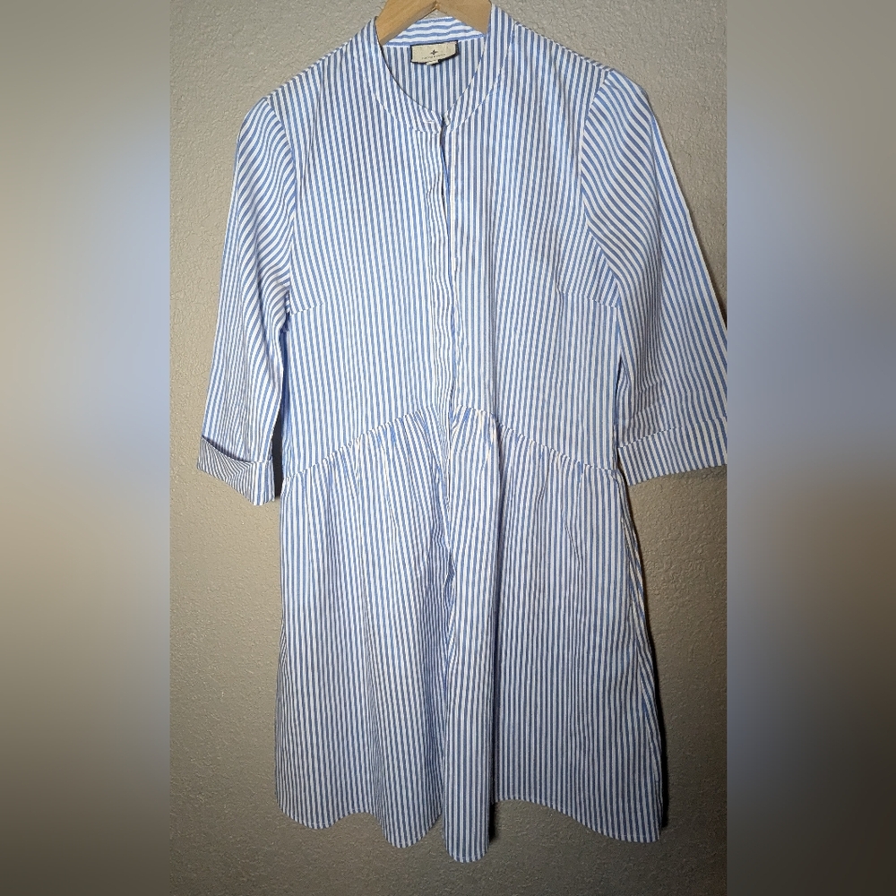 Blue and White Striped Dress